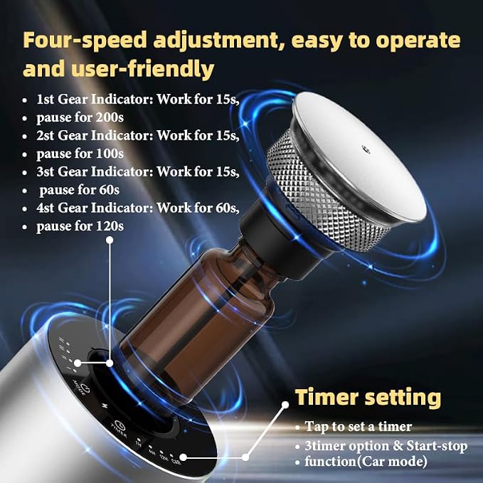 2026 Upgraded Rechargeable Waterless Car Scent Diffuser Kit, Includes 2 Premium Oils, Auto On/Off, 4 Mist Levels & Timers, Portable Aromatherapy Diffuser for Hotel,Home,Room,Studio,Office - Silver