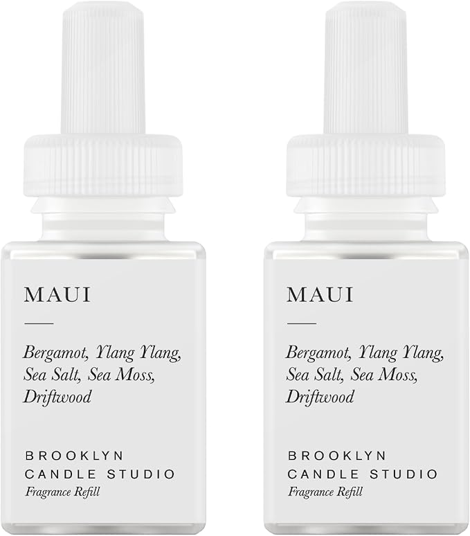Pura & Brooklyn Candle Studio Home Scent Refill - Smart Home Air Diffuser - Up to 120-Hours of Luxury Fragrance per Refill - Spring & Summer Fragrance - 2 Pack, Maui
