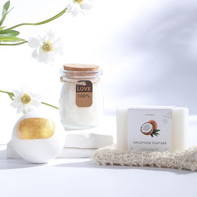 Coconut Spa Gifts for Women Birthday Self Care Kit Mothers Gifts Basket Thank You Relaxing Bath Sets for Moms Friends Co-worker Daughter Girlfriend Grandma Sister Teacher Daughter-in-Law