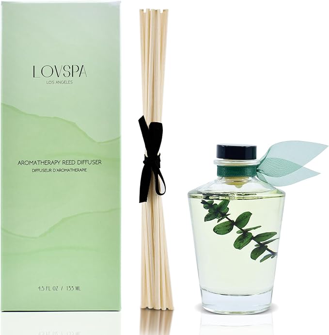 Reed Diffuser Set, Cleanse Eucalytpus Sage Scented Oil Diffuser with Sticks, Home Fragrance Accessories for Bathroom Shelf Decor, Aroma Diffusers for Home or Office Desk, USA Made