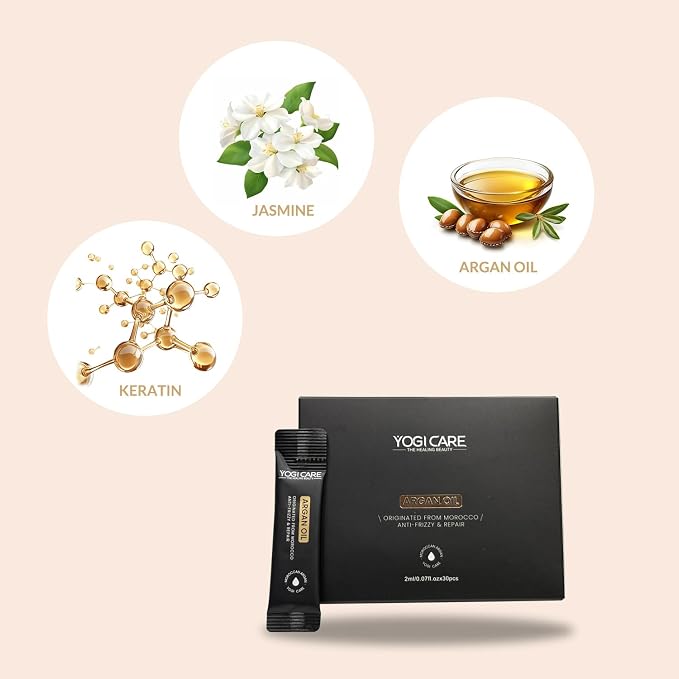 30PCS Mini Moroccan Argan Oil Hair Oil (2ml Each) – Travel Size Hair Serum for Frizzy Hair & Dry Damaged Hair, All Hair Types, Contains Vitamin E, Perfect for Business Trips, Holiday Gifts, Daily Use