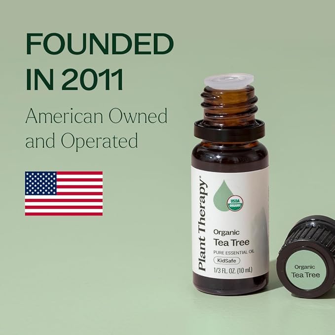 Plant Therapy Organic Tea Tree Oil (Melaleuca) 100% Pure, USDA Certified Organic, Undiluted, Natural Aromatherapy for Skin, Hair, and Toenails, Therapeutic Grade 10 mL (1/3 oz)