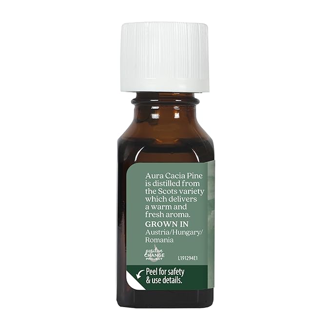 Aura Cacia Pine Essential Oil, Pure Pinus Sylvestris Oil, Cleansing, Invigorating Aromatherapy for Home, Diffusers, and Body Care Blends | 0.5 Fl Oz (Pack of 1)
