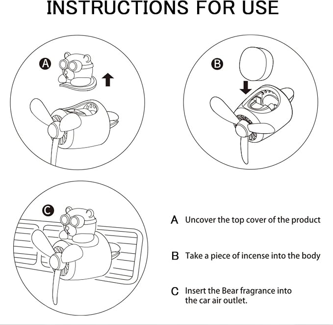Pilot Car Air Freshener, Cute Cat Car Vent Clip Air Freshener with 2 Fragrant Tablets Automotive Air Outlet Fan Diffuser, Automotive Interiors Vent Decoration (style B)