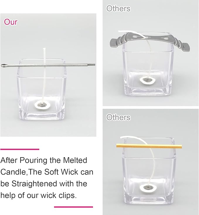Candel Wick Holders, 4.7 Inch Wick Holders for Candle Making, 25 Pcs Metal Wick Centering Tool