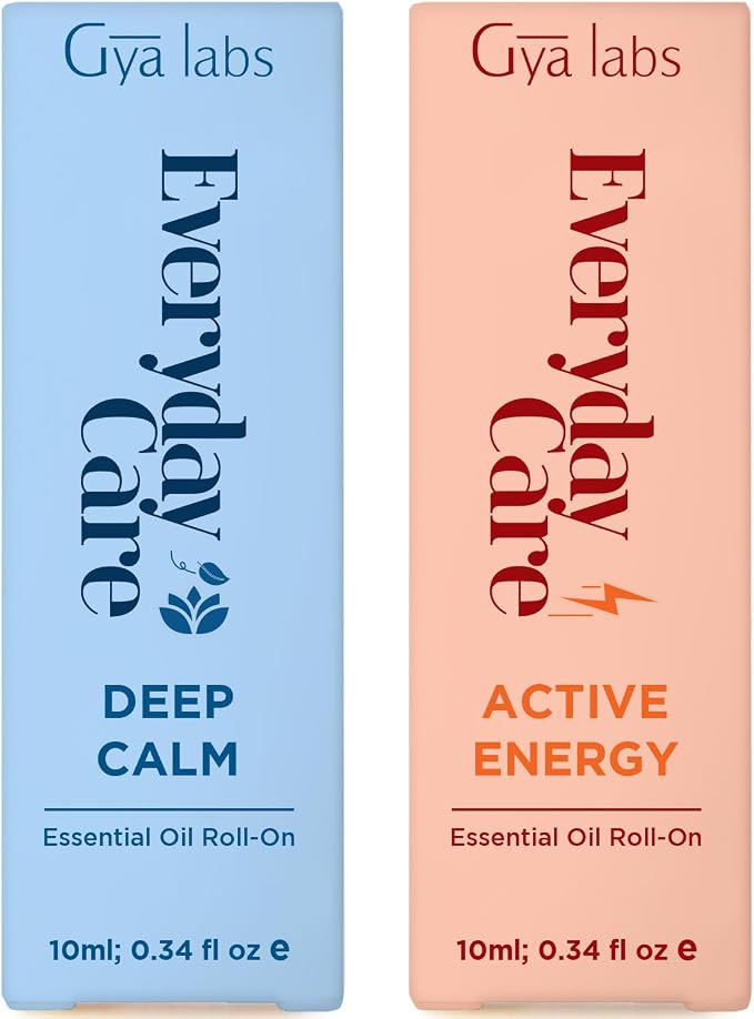 Deep Calm Oil & Active Energy Oil Roll On Set - Aromatherapy Grade Essential Oils Roll On Set - 2x0.34 fl oz - Gya Labs