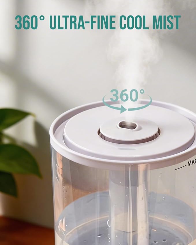 Humidifiers for Bedroom,1.06Gal(4L) Dishwasher Safe Design Easy to Clean,Top Fill,Night Light,Aroma Diffuser,Humidity Control,12H Timer,Sleep Mode,3 Level Mist,360° Nozzle,Home,Nursery,Off White