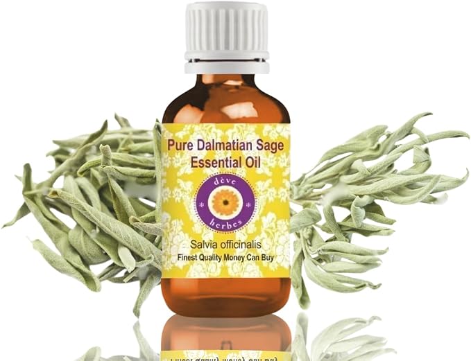 dève herbes Dalmatian Sage Essential Oil (Salvia officinals) Pure | Non-Sticky | Non-Greasy | Lightweight | Men & Women | All Skin Types | Steam Distilled 5ml (0.16 oz)