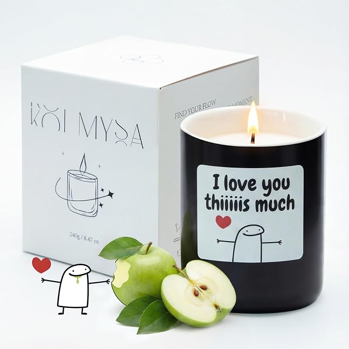 Jar Candles Gifts for Men Women, Apple Cinnamon Candles Aromatherapy Candle for Mom Girlfriends Lovers, Funny Candles for White Elephant Fathers Mothers Day Birthday Valentines