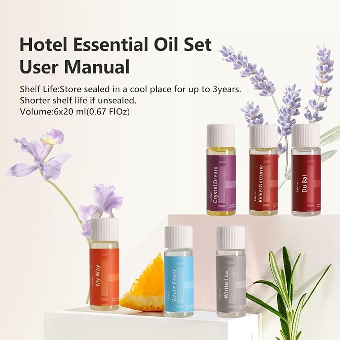 Hotel Collection Diffuser Oil Gift Set (6 x 20ml), Premium Scented Fragrance Oils Specially Formulated for Diffusers, Luxury 5-Star Hotel Inspired Aromatherapy Oils for Home & Office