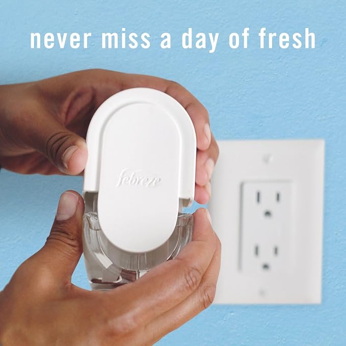 Febreze Plug In Air Freshener, Odor-Fighting Scented Oil Refill, Air Fresheners for Home and Bathroom and Kitchen, Long Lasting for Strong Odors, Jasmine & Honeysuckle Scent, 0.87oz Refills, 4 Count