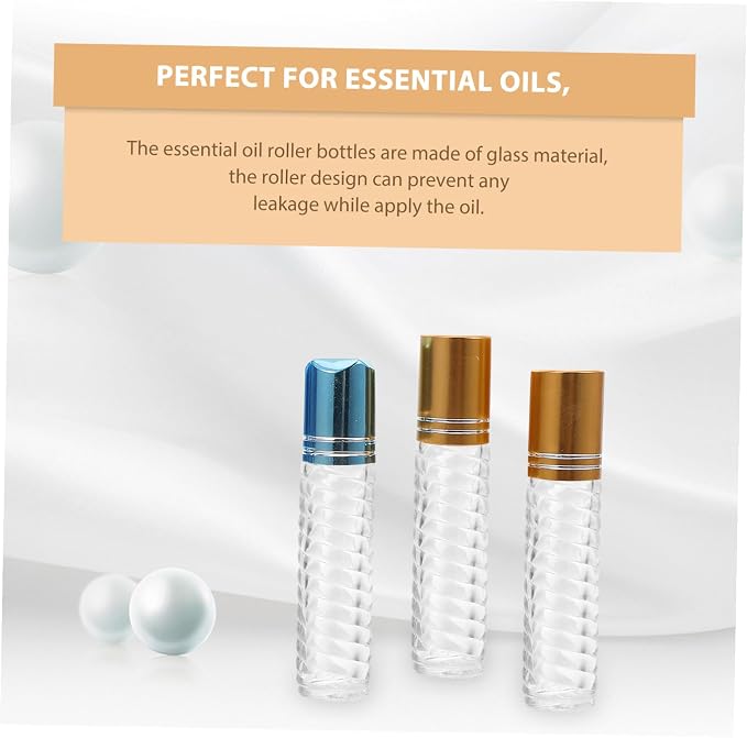 NOLITOY 12pcs 5ml Roll-on Bottles Refillable Glass Essential Oil Bottles Mini Perfume Kit Portable for Travel and Aromatherapy Random Color