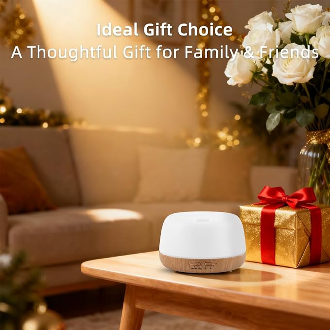 300ML Essential Oil Aromatherapy Diffuser with Remote Control - Quiet Ultrasonic Cool Mist, 7 Color LED Light, 4 Timer Modes, Auto Shut-Off for Bedroom, Office, Yoga & Spa