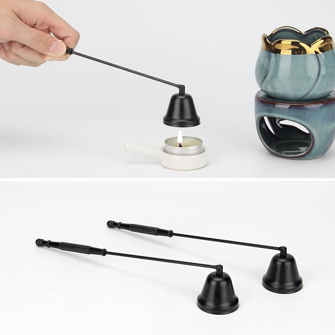 2 Pack Candle Snuffer, Candle Snuffers Wick Snuffer Candle Accessory, Extinguish Candle Flame Safely Tool with Long Handle, Candle Turn Off Device for Putting Out Wick Flame