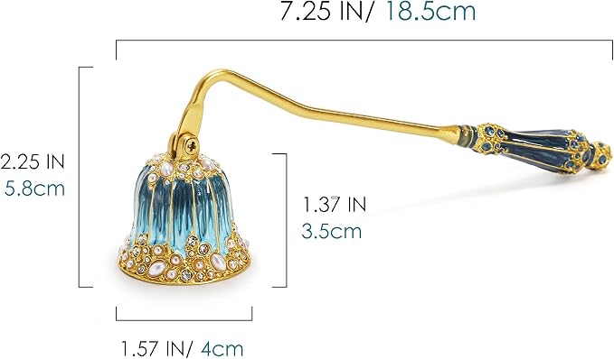Kingrol Ornate Candle Snuffer with Hand-Enamel Finish, Decorative Zinc Alloy Candle Accessory with Crystal & Pearl Embellishments, Elegant Tool for Gently Extinguishing Candles