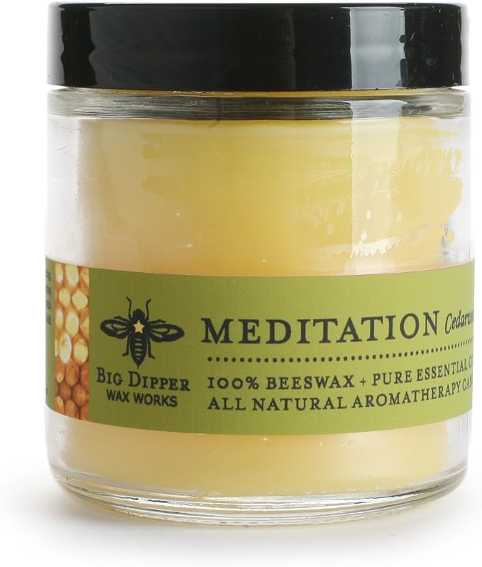 Big Dipper Wax Works Beeswax Aromatherapy Candle, Meditation - Cedarwood & Balsam, 100% Natural, Apothecary Glass, 20-Hour Burn, Relaxation & Calm, 2" x 2.5"