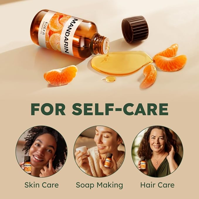 100% Pure Mandarin Oil - 0.34 Fl Oz Mandarin Essential Oil for Hair, Skin, Diffuser, Aromatherapy & DIY Soap Making Scent