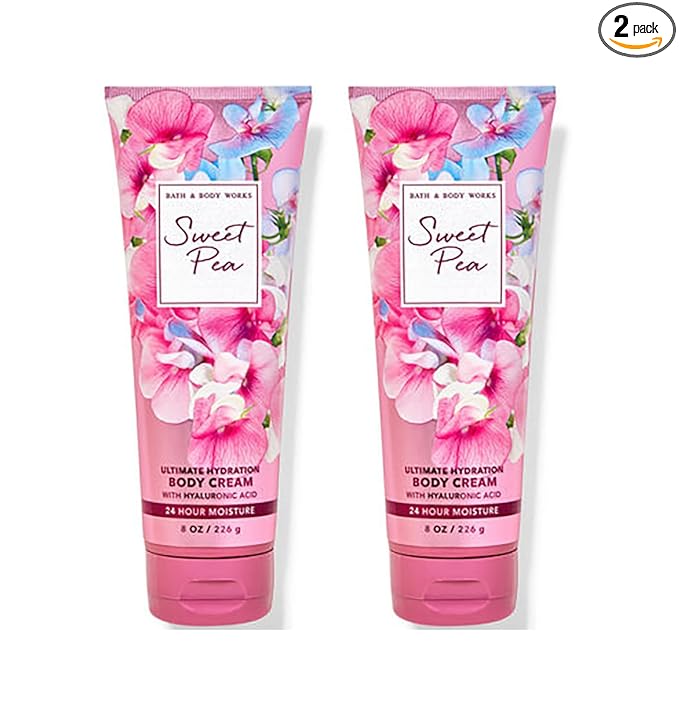 Bath and Body Works Sweet Pea 2 Pack Ultra Shea Body Cream 8 Oz. (Sweet Pea)