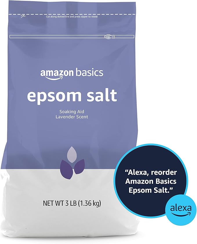 Amazon Basics Epsom Salt Soaking Aid, Lavender Scented, Relax & Relief, Resealable, 3 Pound, 1-Pack (Previously Solimo)
