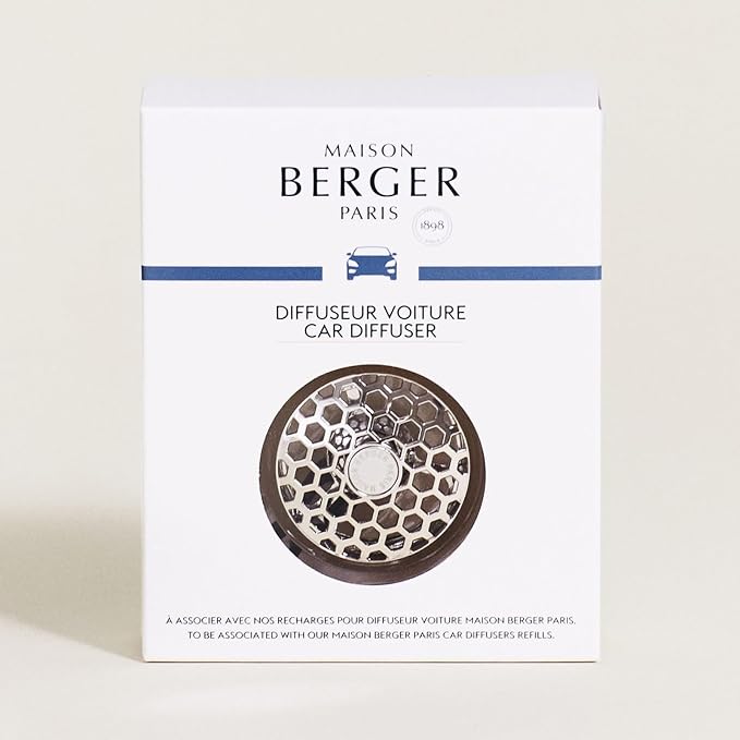 MAISON BERGER Car Diffuser, Honeycomb Chrome, No Refill Included | Refillable Vent Clip Diffuser, Holder Only, Ceramic Refill Sold Separately, Passive Diffusion, Made in France