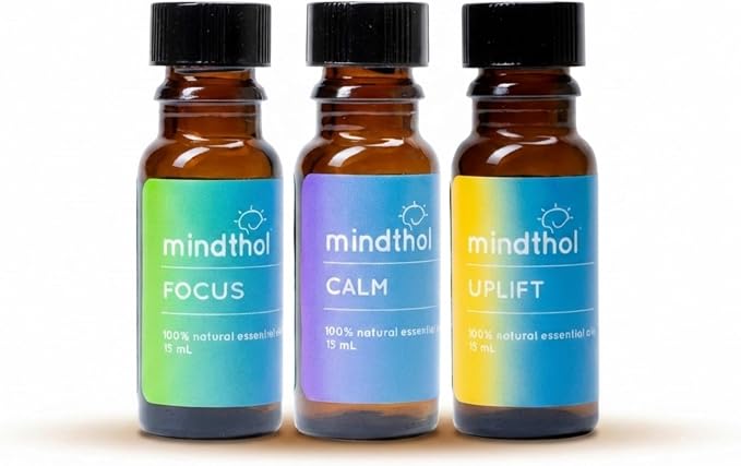 Mindful Essential Oil Blend Set, 3 Pack 15ml Each Bottle - Energy, Clarity, and Relaxation - Focus, Calm, and Uplift