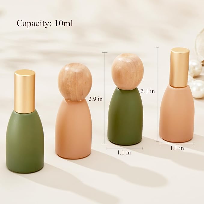 Qeuly 10ml Glass Roller Bottles - 4 Pack Essential Oils Roll-on Bottles with Stainless Steel Roller Balls for Aromatherapy and Perfumes