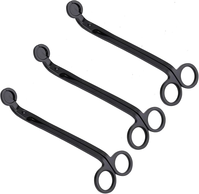 Yopay 3 Pack Candle Wick Trimmer, Stainless Steel Wick Clipper Cutter, Wick Scissor, Reaches Deep Into Candles to Cut Spent Wicks, Matte Black, 7.08 x 2.36 inch