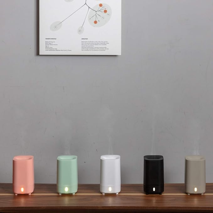 Serene House Ultrasonic Ranger Aromatherapy Essential Oil Cool Mist Diffuser – USB-Powered, Travel-Size Diffuser with Automatic Shut-Off – Pink, 60ml