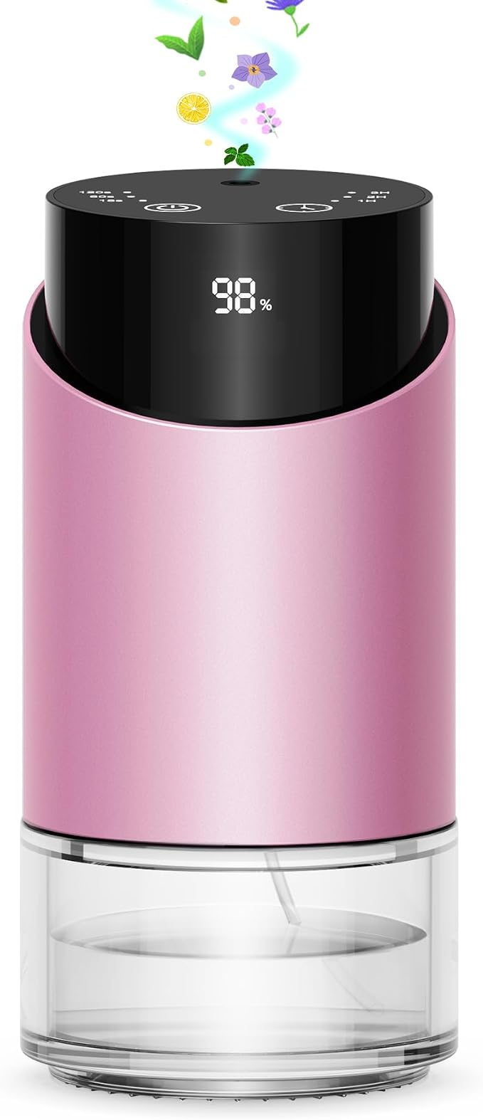 Waterless Essential Oil Diffuser Aromatherapy Scent Diffusers for Home Large Room, Car, Office, Desk, Mini Battery Operated Cordless Air Freshener, 4 Timers & 3 Mist Levels, 100ml Capacity (Pink)