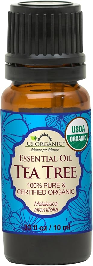 US Organic 100% Pure Tea Tree Essential Oil - USDA Certified Organic, Steam Distilled, Sourced from South Africa, Undiluted, Non-GMO (10 ml (Pack of 1))