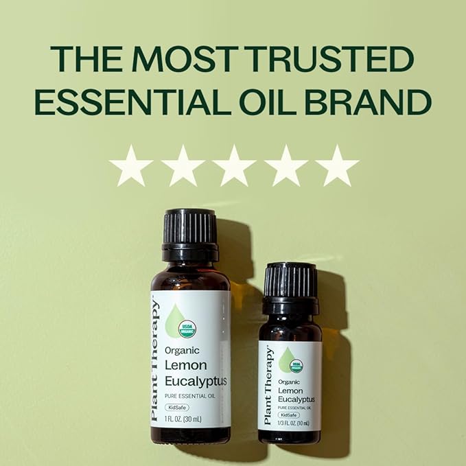 Plant Therapy Organic Lemon Eucalyptus Essential Oil, 30 mL (1 oz), 100% Pure and Undiluted, USDA Certified Organic, Great for Essential Oil Diffusing and DIY Cleaning Solutions