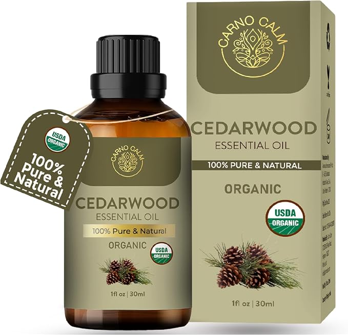 Cedarwood Essential Oil | USDA Certified Organic Cedarwood Oil | for Hair and Skin | Woody and Earthy Aroma for Diffuser | DIY Uses | 30ml