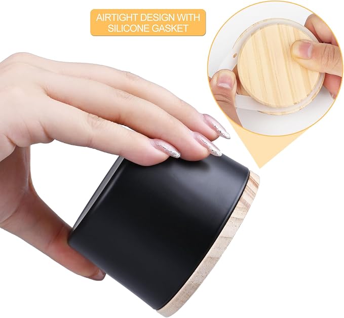 SHOWIN Thick Candle Jars for Making Candles 16 Pcs, 4 OZ Empty Jars with Wood Lids for Candle Making, Sample Container - Dishwasher Safe,Matte Black