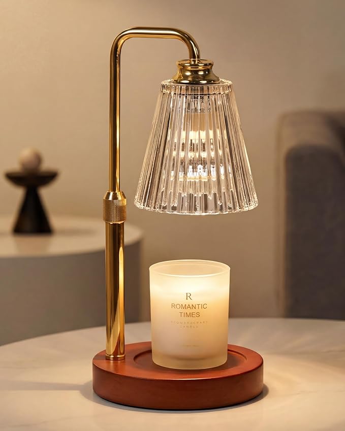 Candle Warmer Lamp with Timer Dimmable Crystal Vertical Stripe,Mothers Day Birthday Gifts for Women Mom, Adjustable Candle Warmer with 2 Bulbs, Candle Lamp for Jar Candles, House Warming Home Decor