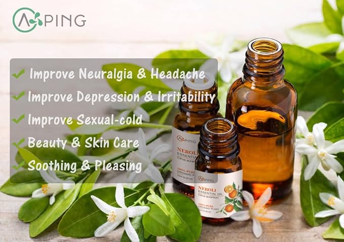 Neroli Essential Oil - 100% Pure Organic Natural Plant (Citrus aurantium) Neroli Oil for Diffuser, Aroma, Spa, Massage, Yoga, Perfume, 0.33oz