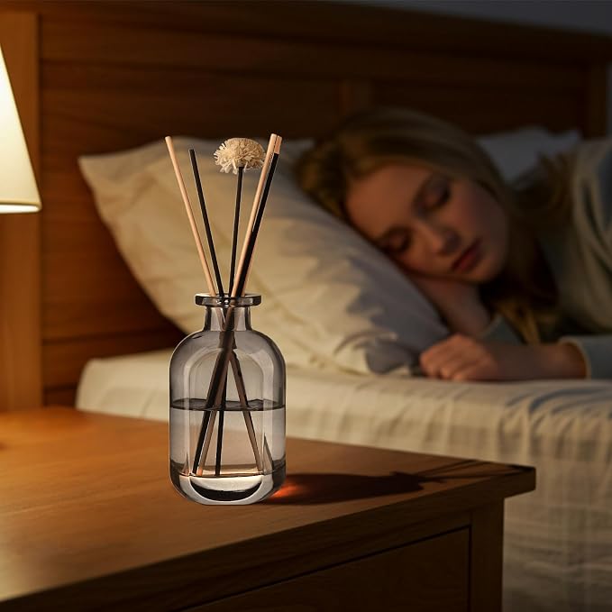 Glass Diffuser Bottles 2 Pack 5oz/150ml Reed Diffuser Bottle Empty Diffuser Bottle Refillable Aromatherapy Storage Container Reed Diffuser Sticks Bottles(Grey)