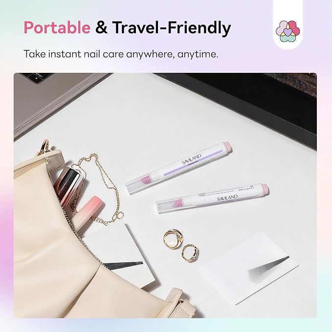 SAVILAND Cuticle Remover Pen: Ceramic Cuticle Pusher & Oil Pen 4.5ml Nail Strengther & Growth Cuticle Oil Nail Care Pen for Hangnails Dry Damaged Nails Moisturize Strengthen Brighten 2PCS