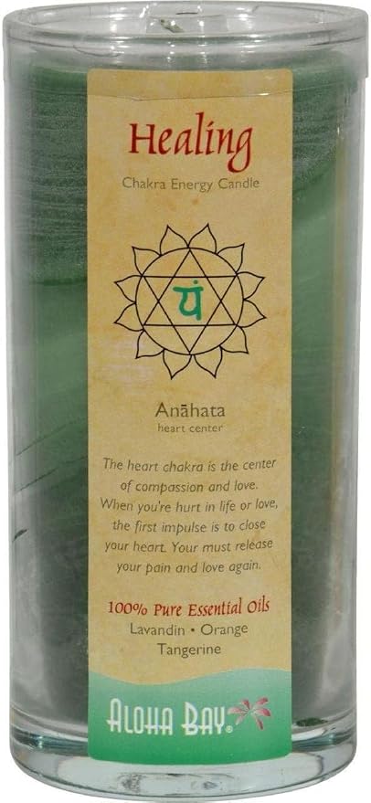 Premium Scented Candle Hand Made Chakra Energy Jar | 11 Oz | Healing, Anahata | Yoga Balance Prayer & Meditation Candle | Long Burn 60 Hours | Essential Oils, Lavandin Orange & Tangerine | Aloha Bay