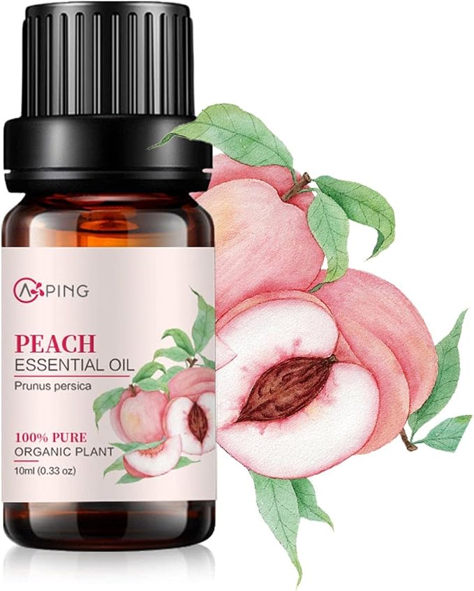 Peach Essential Oil - 100% Pure Organic Natural Plant (Prunus persica) Peach Oil for Diffuser, Aroma, Spa, Massage, Yoga, Perfume, 0.33oz