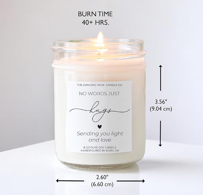 No Words Just Hugs Candle – Warm Wishes Scented Soy Wax – Cozy & Comforting, Sympathy, Support Gift– 8oz, Hand-Poured – Made in the USA (Hugs)