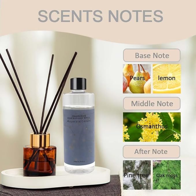 Scent Diffuser Oil Refill | 6.76 fl oz(200ml) Home Fragrance Defusers | Scented Aroma Essential Oil Reed Diffuser Mountain Cedars 200ml