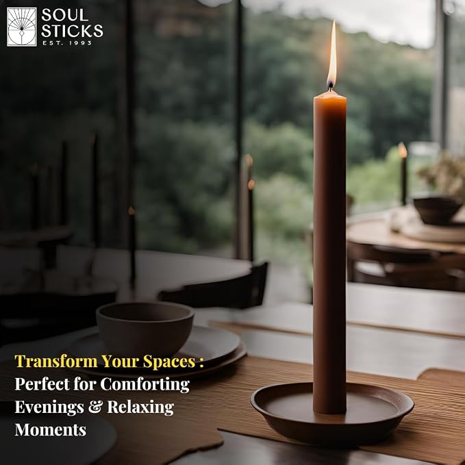 SOUL STICKS 4" Scented Ritual Candles Chime Taper Premium Candles 20 pcs for Rituals, Ceremonies, Meditation, Altar and Spells (Brown/Cedarwood)