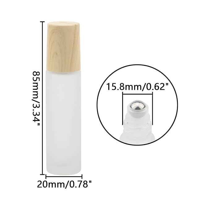 Kesell 10ml(1/3oz) Roll On Bottles,10 Pack Essential Oil Glass Roller Bottles Refillable Perfume Cosmetic Sample Vials With Stainless Steel Roller Ball and Plastic Lid
