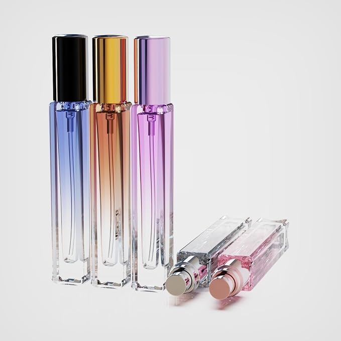 Travel Perfume Bottle Refillable 10ml (5 PCS), Cologne Sprayer Mini, Perfume Atomizer Empty Small，Containers For Toiletries (Pink (Square))