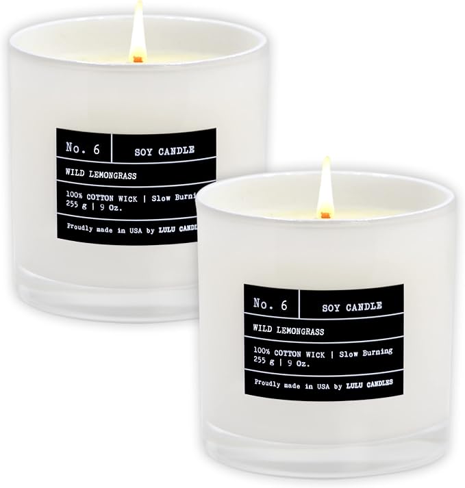 Lulu Candles | Wild Lemongrass | Luxury Scented Soy Jar Candle | Hand Poured in The USA | Highly Scented & Long Lasting (9 Oz. 2 Pack)