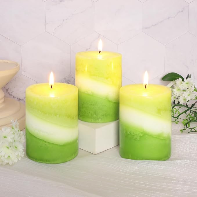 Crystal Club Eucalyptus Mint Scented Candles, 3x4 Inch Green Pillar Candle, Long Burning 40+ Hours, Aromatherapy Candle for Home Decor & Tabletop Centerpiece