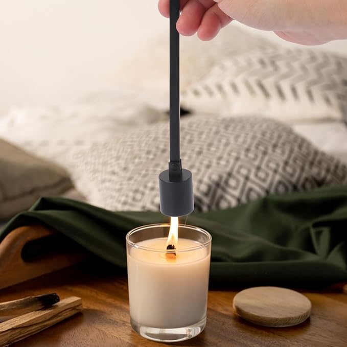 7 Pack 8 inch Black Candle Snuffer Bulk, Long Handle Stainless Steel Polished Candle Snuffer for Candle Lovers