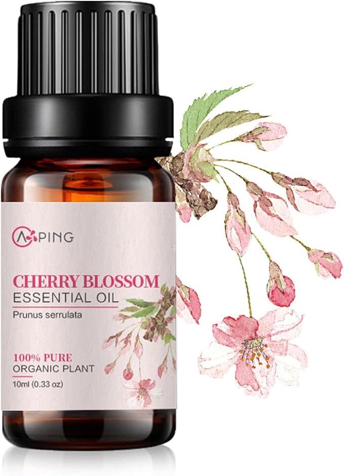 Cherry Blossom Essential Oil - 100% Pure Organic Natural Plant (Prunus serrulata) Cherry Blossom Oil for Diffuser, Aroma, Spa, Massage, Yoga, Perfume, 0.33oz