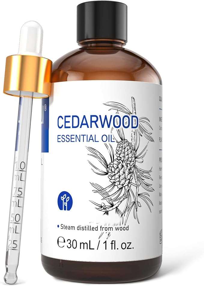 HIQILI 1 Fl Oz Cedarwood Essential Oil, Cedarwood Oil for Hair, Diffuser, Aromatherapy - 30ML
