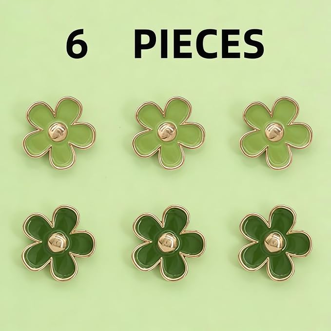 6Pcs Green Daisy Car Air Vent Clips, 2 Sizes Sage & Olive Green Flower Air Fresheners, Refillable Diffuser & Cute Dashboard Decor Accessories for Women & Girls
